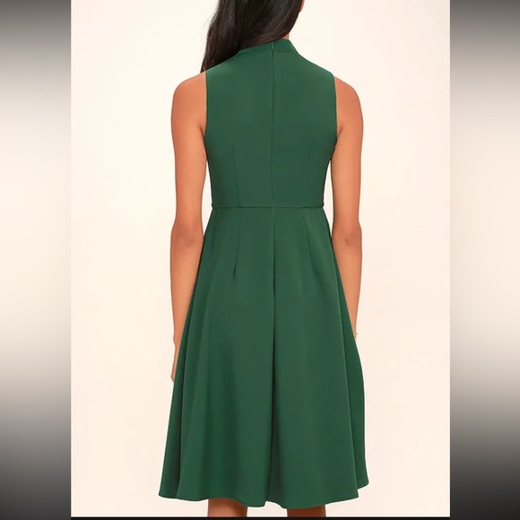 Lulus green a-line mock turtle neck midi dress - Picture 6 of 6